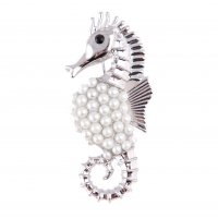 SB371 - Korean pearl seahorse brooch
